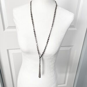 Small silver medallion long trendy metallic industrial necklace